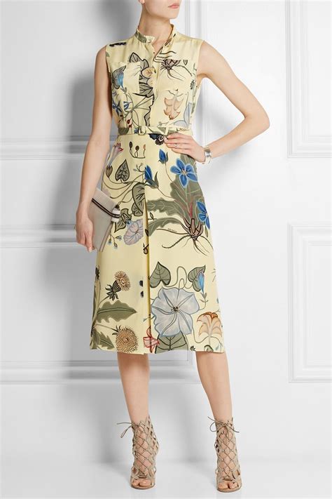 gucci floral-print silk-cady dress